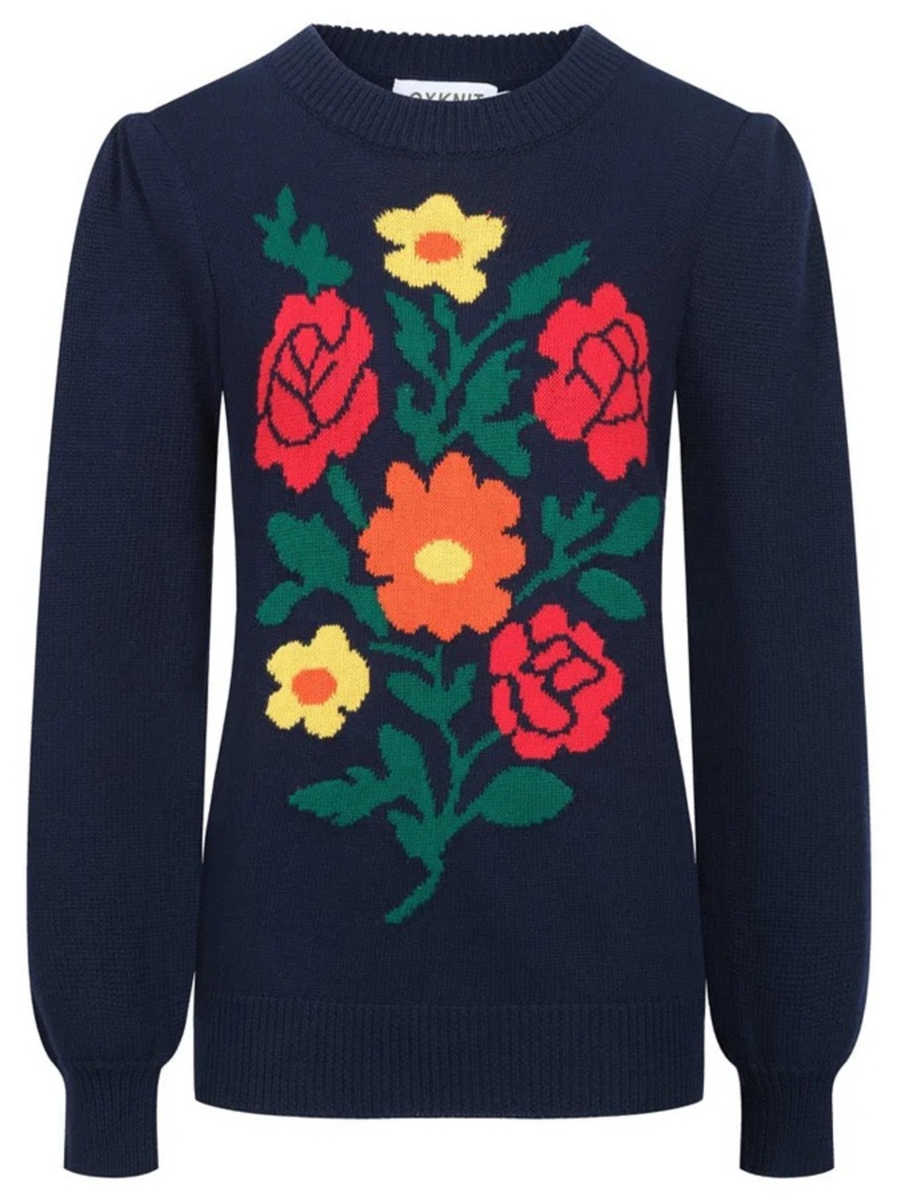 OcKnit floral Puffed Sleeve Sweater - 3XL (US 16)